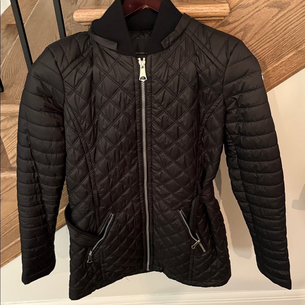 Black Quilted Jacket with Zipper